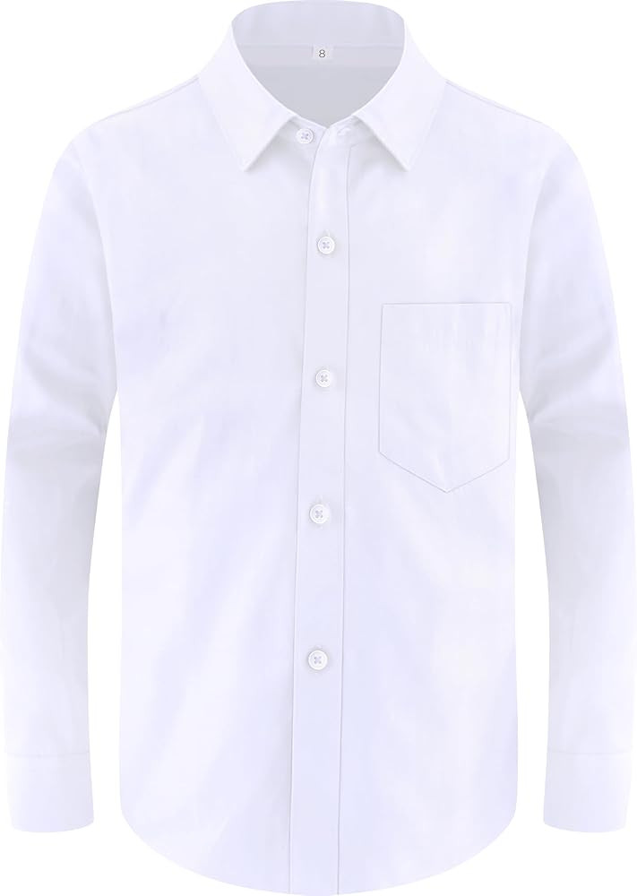Marvelous World Boys' Long Sleeve Dress Shirt, Casual & Formal Kids Dress Shirt, Button Down Cuff... | Amazon (US)