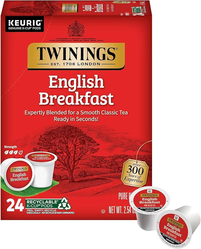 Twinings English Breakfast Black Tea K-Cup Pods for Keurig, 24 Count (Pack of 1), Smooth, Flavour... | Amazon (US)