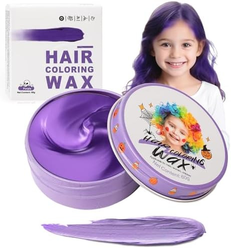 Temporary Purple Hair Color Wax for Kids, Women Men Colored Hair Styling Mud, Washable Style Viol... | Amazon (US)