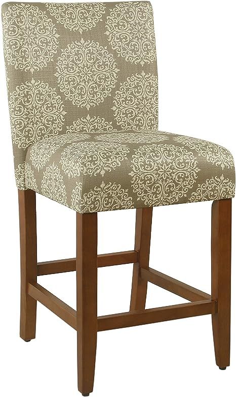 HomePop Upholstered Counter Height Barstool, 24-Inch, Taupe and Cream Medallion | Amazon (US)