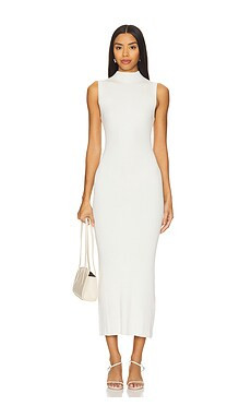 Enza Costa Silk Rib Mockneck Dress in Off White from Revolve.com | Revolve Clothing (Global)