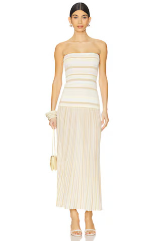 FAITHFULL THE BRAND Citara Strapless Dress in Butter Stripe from Revolve.com | Revolve Clothing (Global)