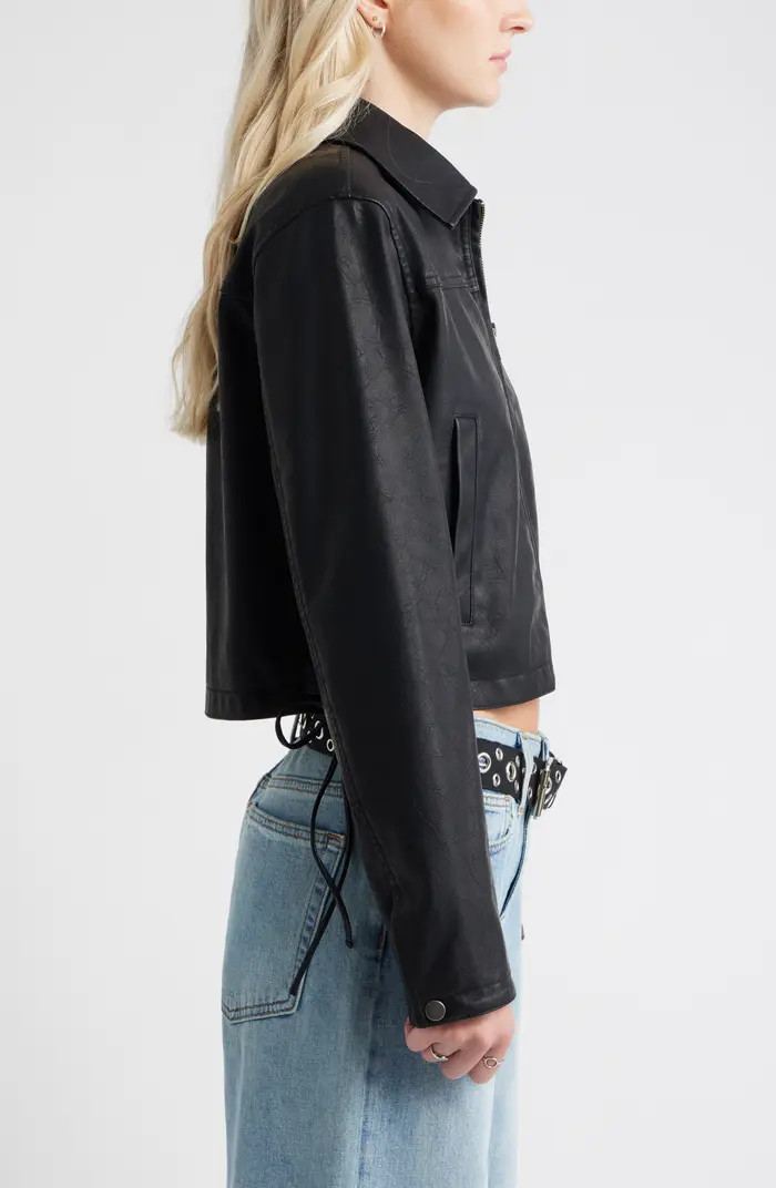 Side Tie Faux Leather Moto Jacket | Nordstrom