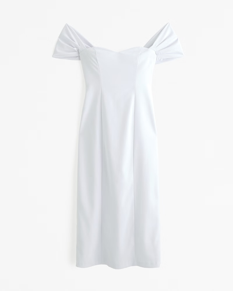 Clean Off-The-Shoulder Midi Dress | Abercrombie & Fitch (US)