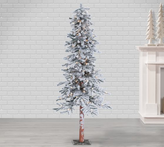 Artificial Lighted Flocked Alpine Tree With Clear Lights - 5ft | Pottery Barn (US)