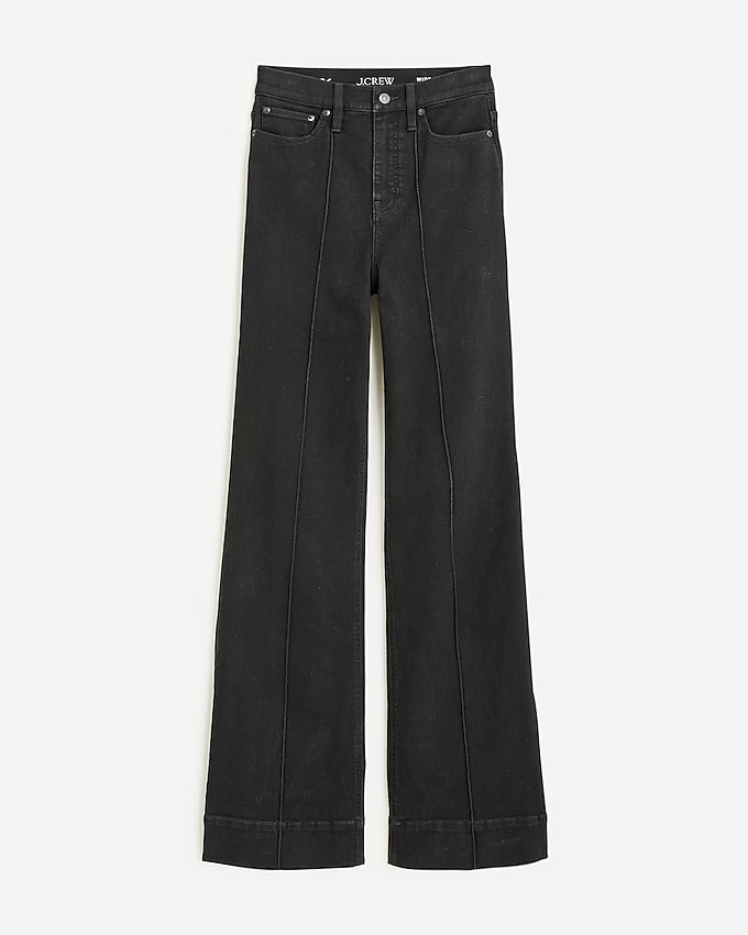 Pintuck denim trouser in black | J. Crew US