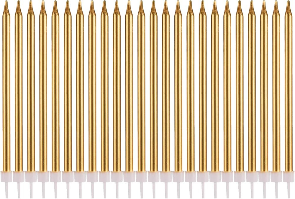 Long Thin Gold Birthday Candles for Cake Cupcake Candle for Birthday Party Wedding Decorations, J... | Amazon (US)