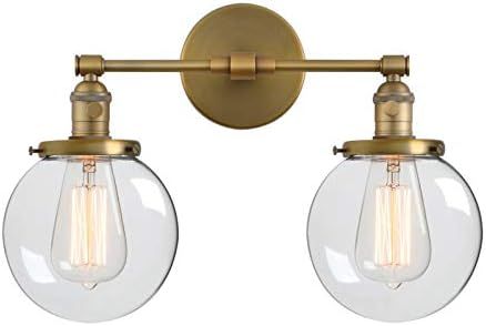 Phansthy Double Sconce Vintage Industrial 2-Light Wall Light with 5.9 Inches Clear Glass Canopy(A... | Amazon (US)