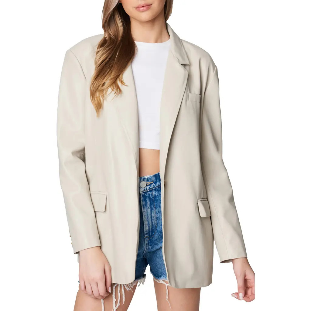 BLANKNYC Faux Leather Blazer in Bare Essentials at Nordstrom, Size Medium | Nordstrom