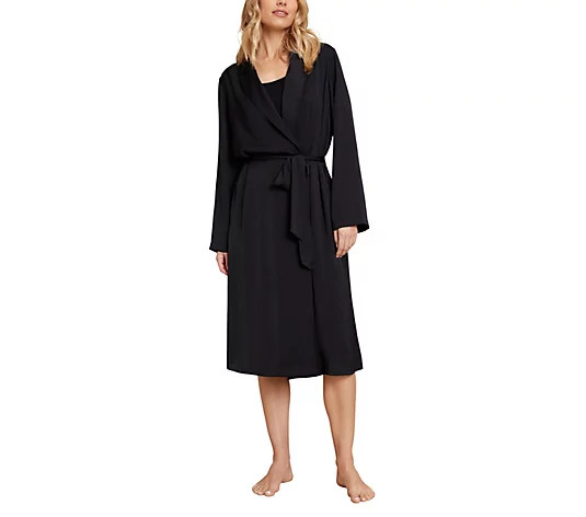 Barefoot Dreams Washed Satin Notch Collar Robe | QVC