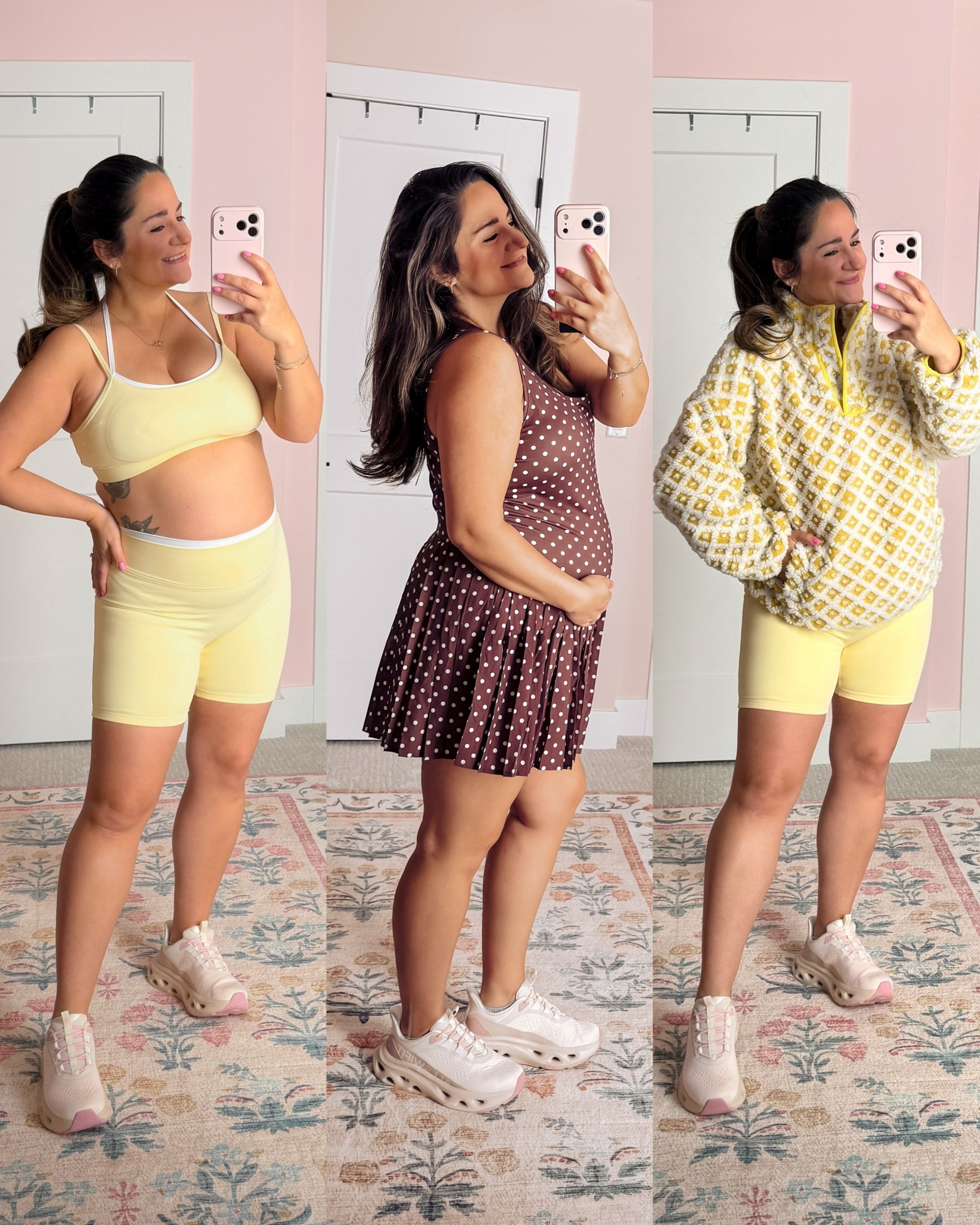 Cute and comfy in the butter yellow set and polka dot dress! 

Wearing a size XL in both and I’m 25 weeks pregnant!

Pregnancy outfit, maternity outfit, mom outfit, butter yellow, workout set, workout clothes, biker shorts, dress with shorts, pickle ball outfit, golf outfit, tennis outfit 

#LTKBump #LTKootd #LTKMidsize