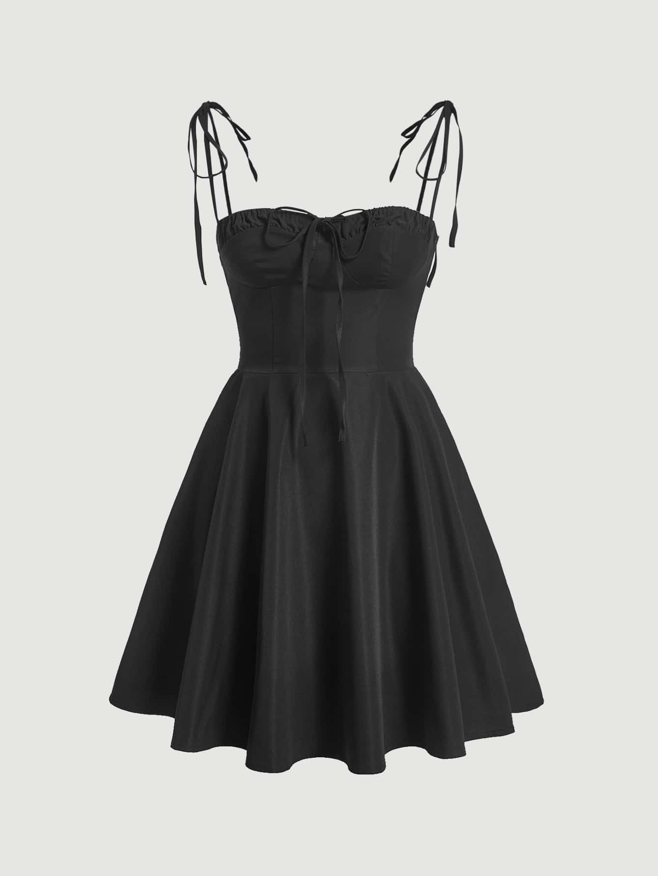 SHEIN MOD Solid Tie Shoulder Cami Dress | SHEIN