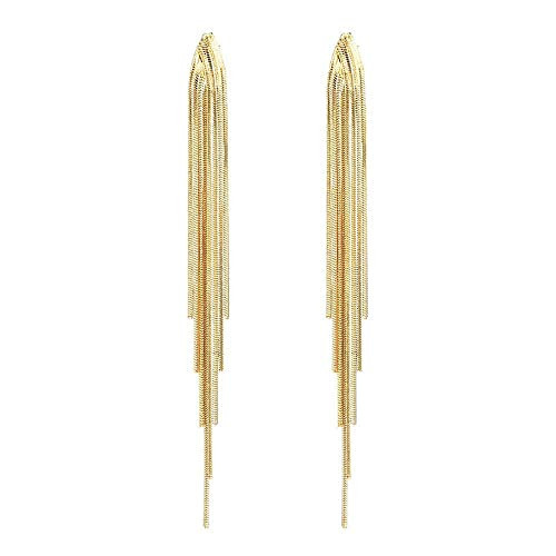 Long Chain Gold Tassel Earrings for Women Prom Statement Dangle Drop Earrings Elegant Formal Bridesmaid Bride Wedding Gifts | Amazon (US)