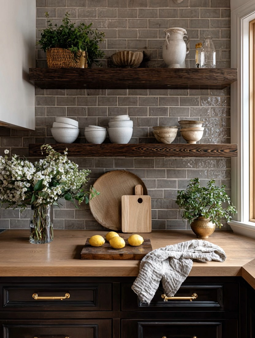 Floating shelves are beautiful on their own, but in a kitchen, proportion matters.

One of the biggest mistakes people make is choosing shelves that are too thin. Once you start adding plates, bowls, cookbooks, serving pieces, and everyday essentials, the shelves can look visually overwhelmed.

That's why designers often choose extra-thick floating shelves. They create balance. The shelves feel substantial enough to support not only the weight of your kitchen essentials but also the visual weight of everything displayed on them.

Natural wood and dark wood shelves bring another benefit: they ground the space. Kitchens are often filled with stone, tile, glass, and metal. Wood introduces warmth, texture, and that feeling of home.

And let's be honest—we all need extra storage. Floating shelves give you more room while turning everyday items into part of the decor.

Beautiful, practical, and timeless. That's what good kitchen design looks like.

#KitchenDesign #FloatingShelves #HomeDecor #ElegantAndDriven
 

 #LTKHome