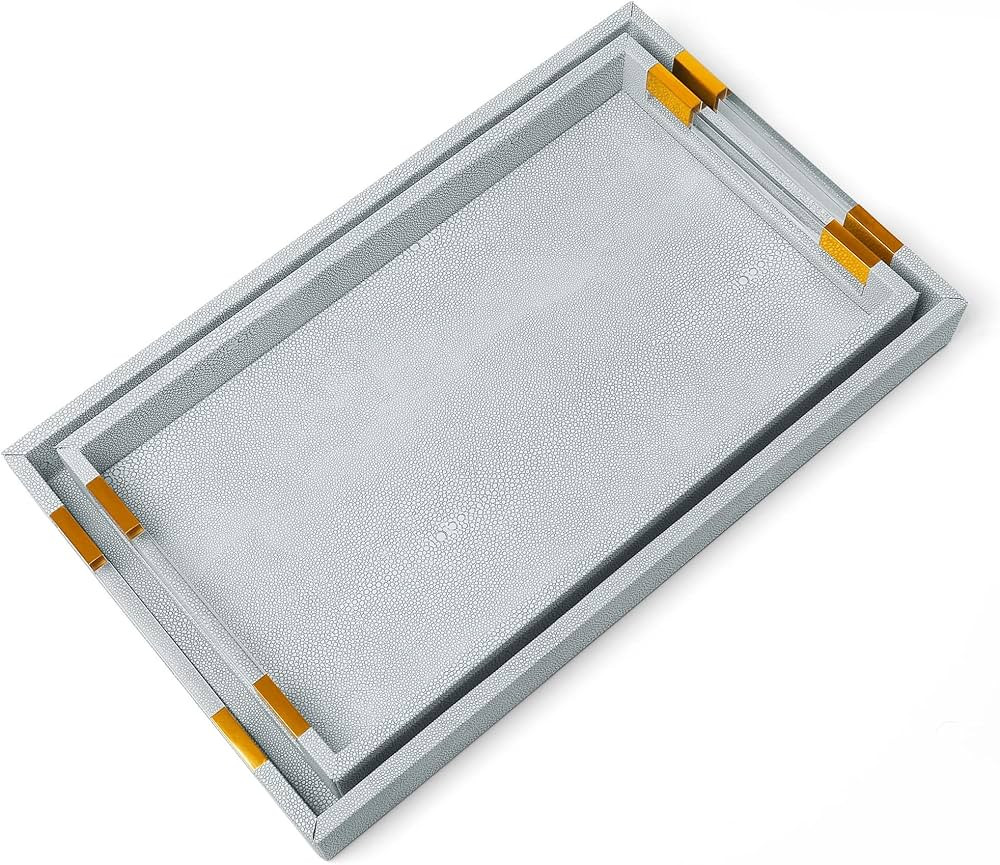 Set of 2 20”×12” Large Decorative Tray Serving Coffee Table Tray, Coffee Table Decor, Ottoma... | Amazon (US)