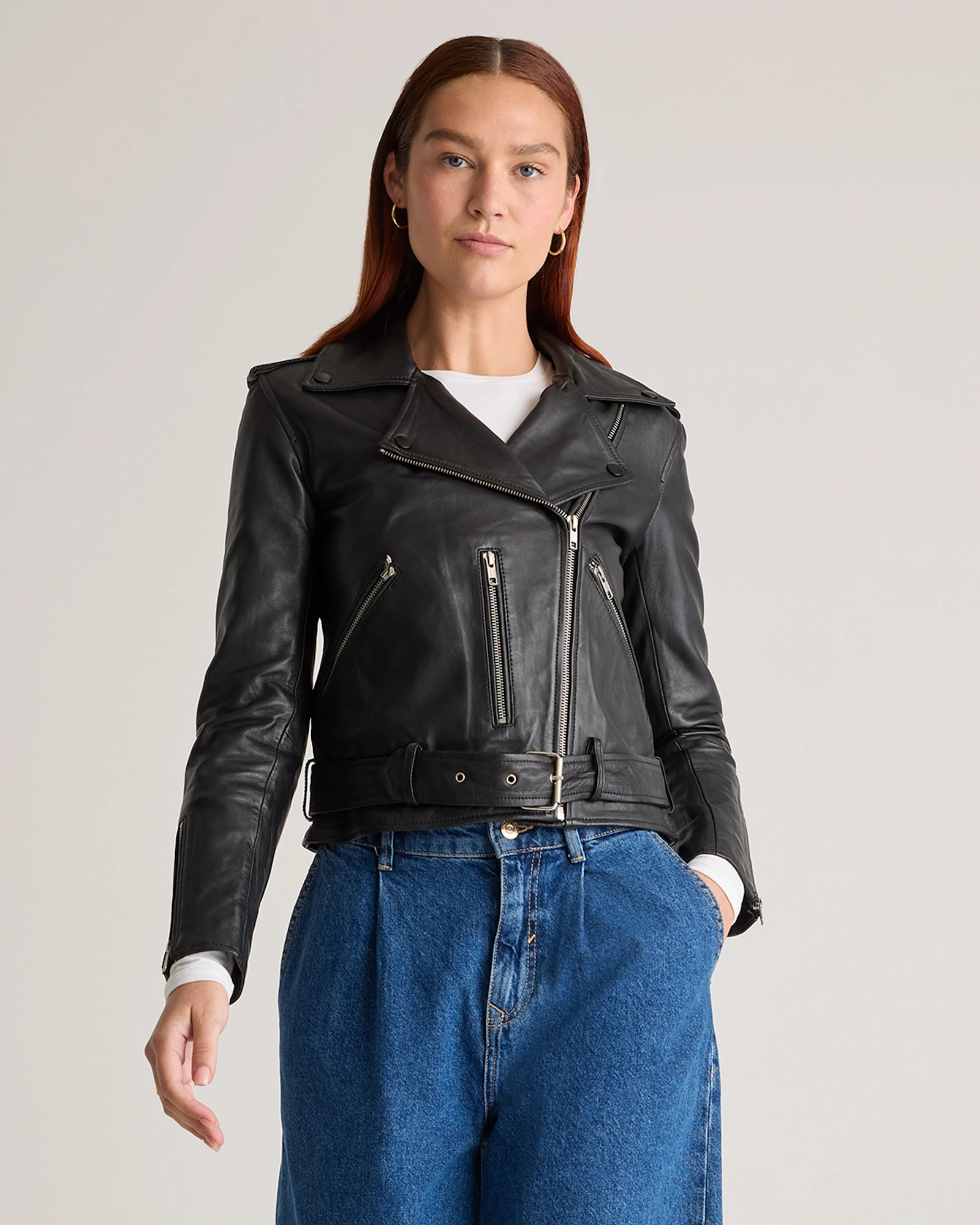 Women's 100% Leather Motorcycle Jacket | Quince