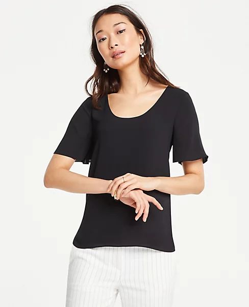 Mixed Media Flutter Sleeve Tee | Ann Taylor | Ann Taylor (US)