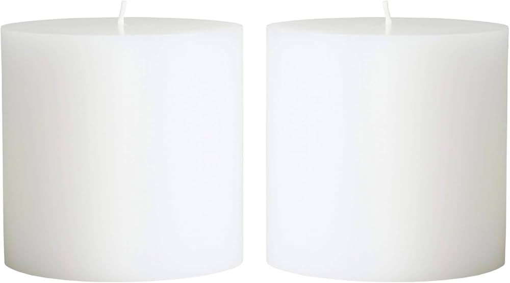 MIster Candle - White 4" x 4" Hand Made Pillar Candles (Set of 2) Unscented, Smokeless, Solid Col... | Amazon (US)