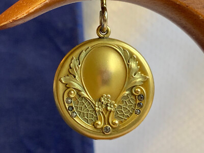 Antique Edwardian Gold Plated Locket Monogrammed Pendant Keepsake Jewelry  | eBay | eBay US