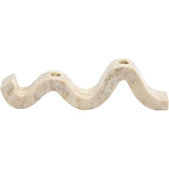 Bloomingville Modern Marble and Brass Wave Double Taper Holder, White, 15''L x 4''W x 2''H | Amazon (US)