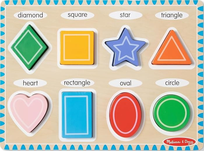 Melissa & Doug Shapes Wooden Chunky Puzzle (8 pcs) Color Matching Shape Sorter Toys for Toddlers ... | Amazon (US)
