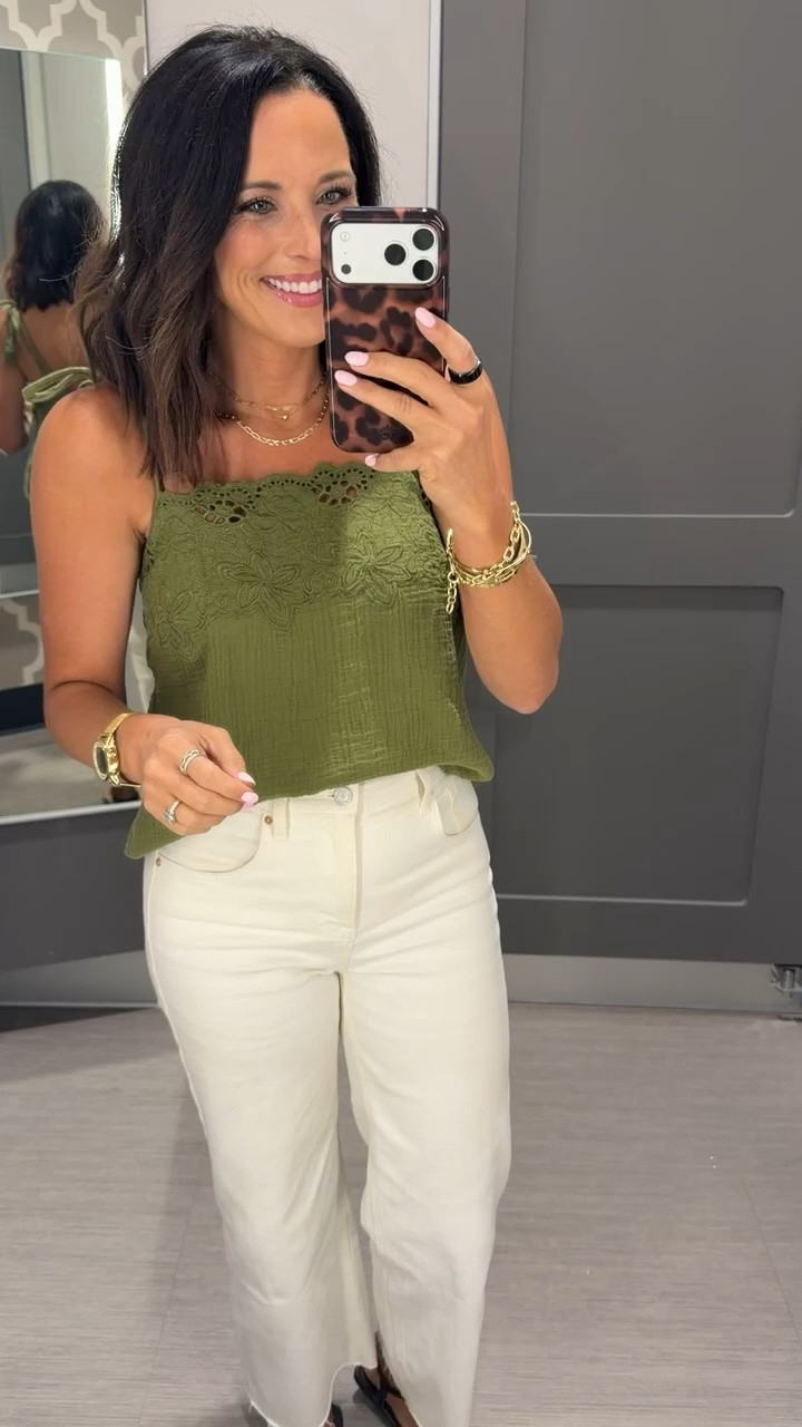 This olive eyelet cami is such a pretty everyday top 💚 I love the feminine details, and the color is perfect for transitioning from summer into fall!

Shop here.

Size XS-S • 5’3” for reference

#TargetStyle #TargetFinds #TargetFashion #EyeletTop #OliveGreen #EverydayStyle #AffordableFashion #CasualOutfit #OOTD #StyleInspo