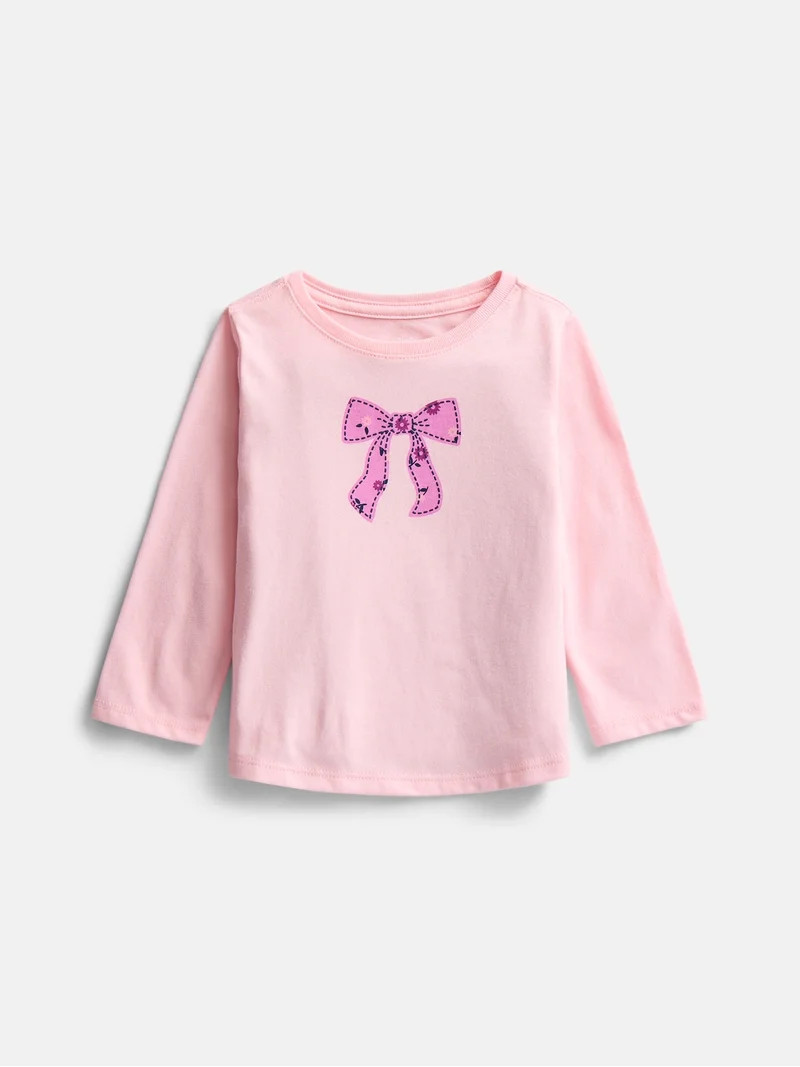 Wonder Nation Baby and Toddler Girls Graphic Tee with Long Puff Sleeves, Sizes 0M-5T | Walmart (US)