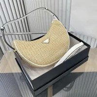 luxury handbag designer crossbody straw knit shoulder bag for women triangle mark leather female ... | DHGate