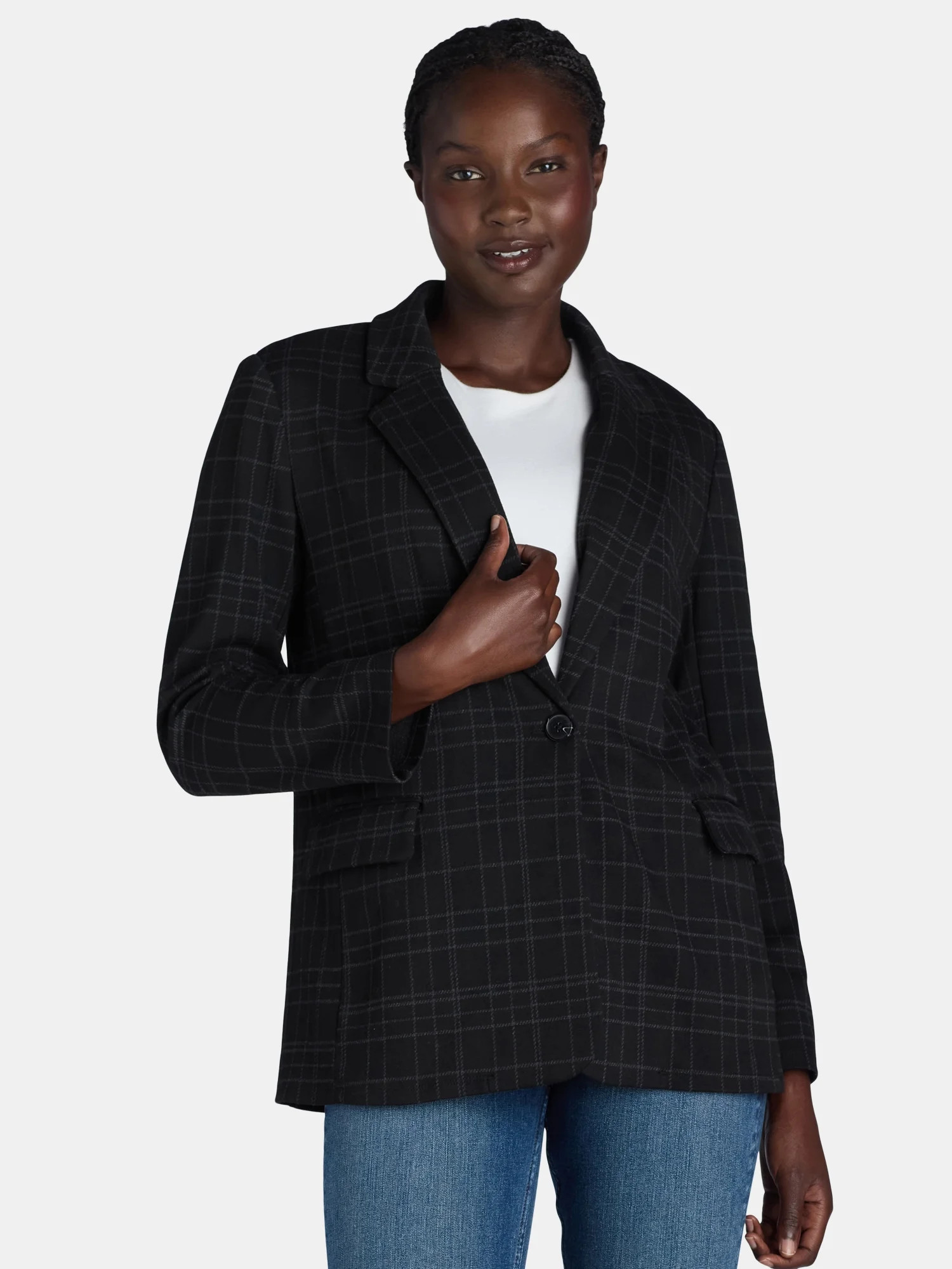 Time and Tru Women's Double Knit Blazer, Sizes XS-XXXL - Walmart.com | Walmart (US)