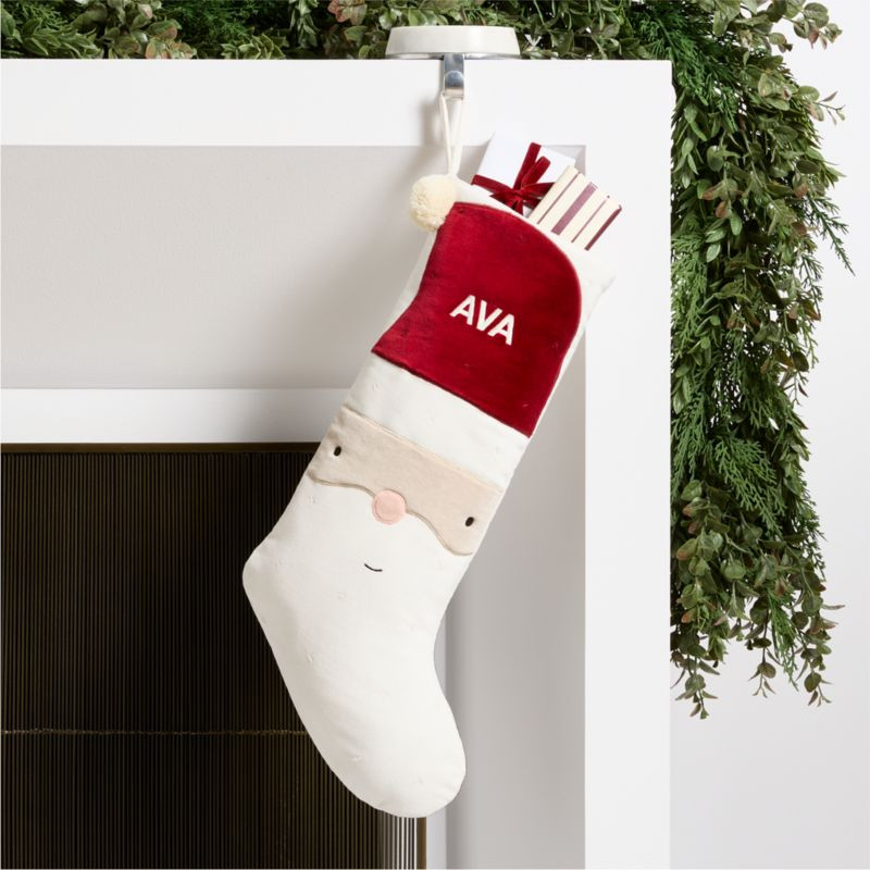 Wonderland Velvet Light Santa Kids Christmas Stocking + Reviews | Crate & Kids | Crate & Barrel