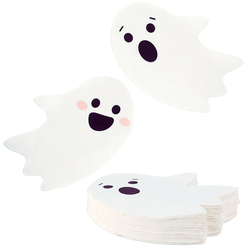 Halloween Napkins Dispoable - 50 PK - Halloween Paper Napkins 3-Ply Ghost Cocktail Napkins Bevera... | Amazon (US)