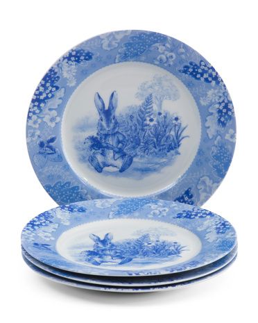 Set Of 4 Peter Rabbit Toile Lapin Salad Plates | TJ Maxx