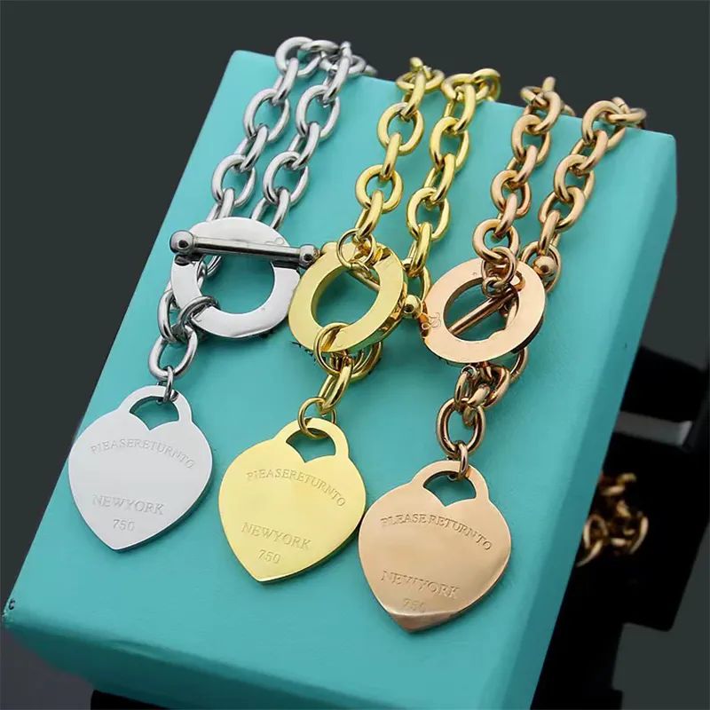 2022 new OT buckle thick chain love pendant Necklace brand classic T letter Designer Necklace for... | DHGate