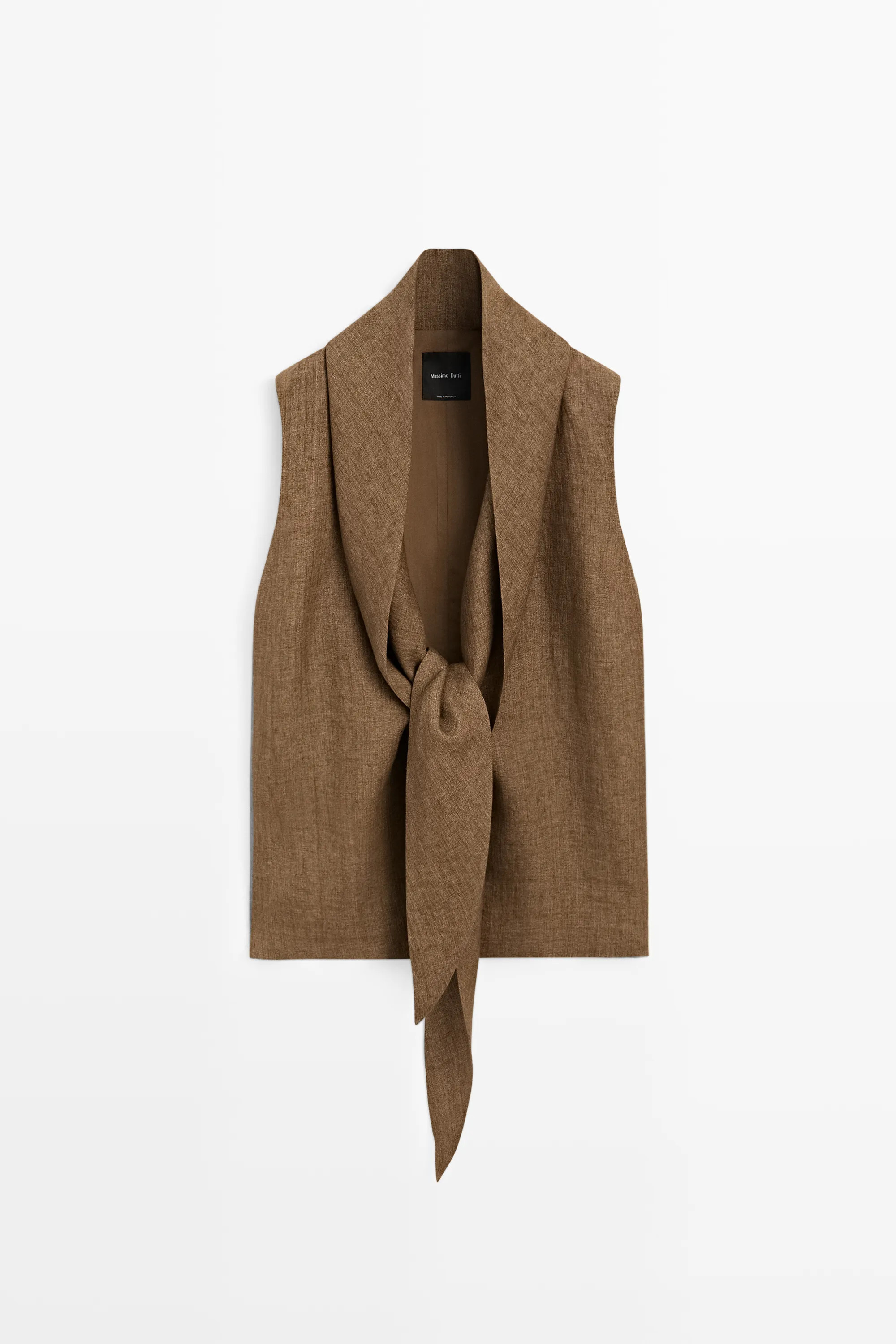 100% linen vest with tie detail | Massimo Dutti UK
