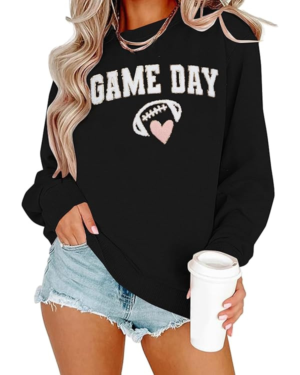 MYHALF Game Day Sweatshirt Football Shirts: Women Gameday Sequin Outfits Football Fan Game Day Sh... | Amazon (US)