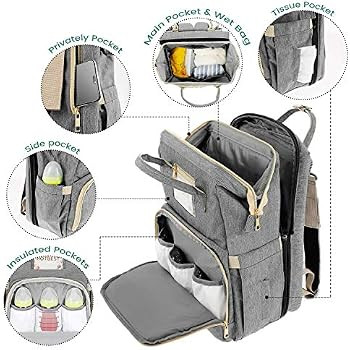 3 in 1 Diaper Bag Backpack with Foldable Bed, Portable Sleeping Mummy Bag for Newborn Essentials ... | Amazon (US)