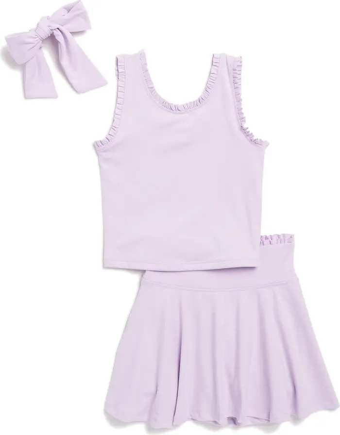 Kids' Lettuce Trim Tank, Skort & Scruchie Set | Nordstrom Rack