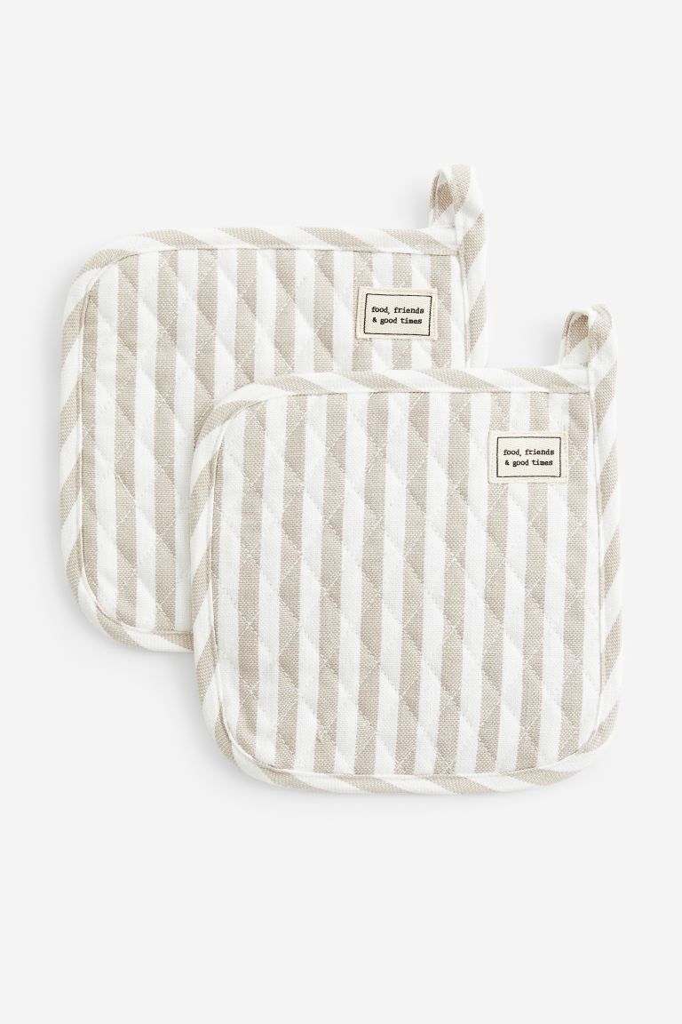 2-pack Linen-blend Pot Holders - Beige/striped - Home All | H&M US | H&M (US + CA)