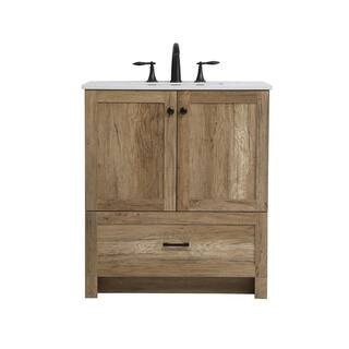 Timeless Home Silas 30 in. W x 19 in. D x 34 in. H Single Bathroom Vanity in Natural Oak with Ivo... | The Home Depot