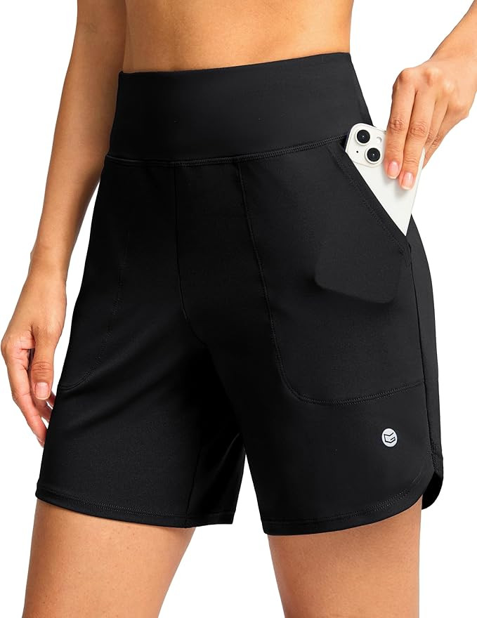 G Gradual Women's Athletic Shorts 6" High Waisted Stretchy Bermuda Shorts for Women Quick Dry Sum... | Amazon (US)