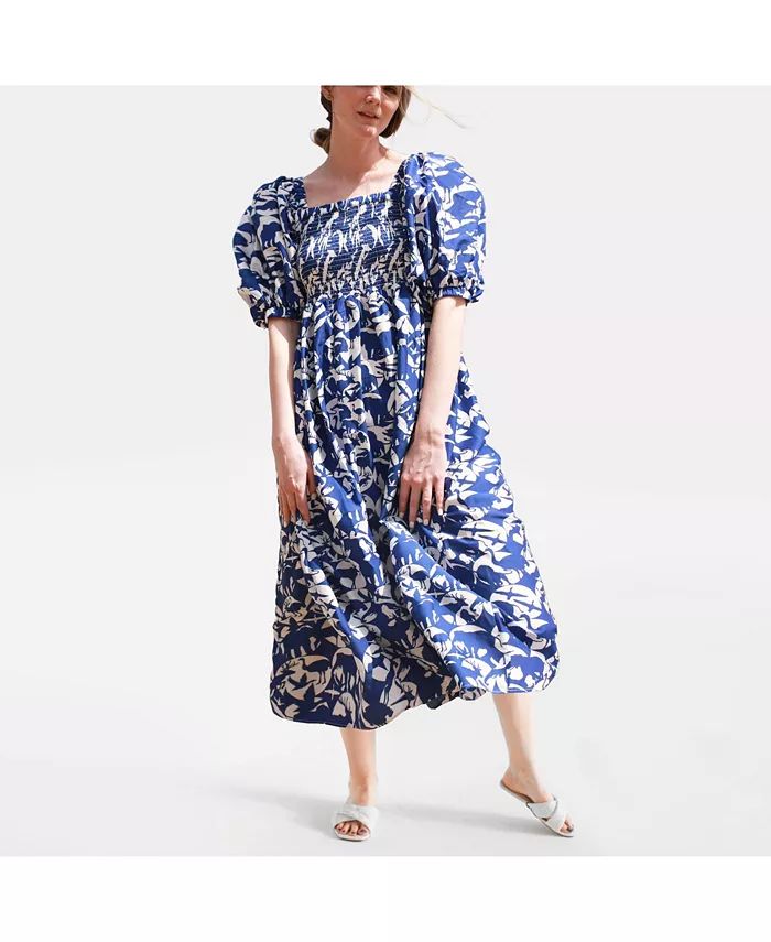 Jessie Zhao New York Animal World Smocked Cotton Silk Dress - Macy's | Macy's