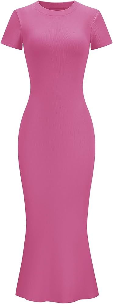 LOMON Women Fishtail Hem Ribbed Maxi Dresses Summer Casual Stylish Y2k Sexy Fitted Lady Elegant C... | Amazon (US)