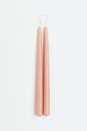 Light pink 2-pack Tapered Candles  | H&M (US + CA)