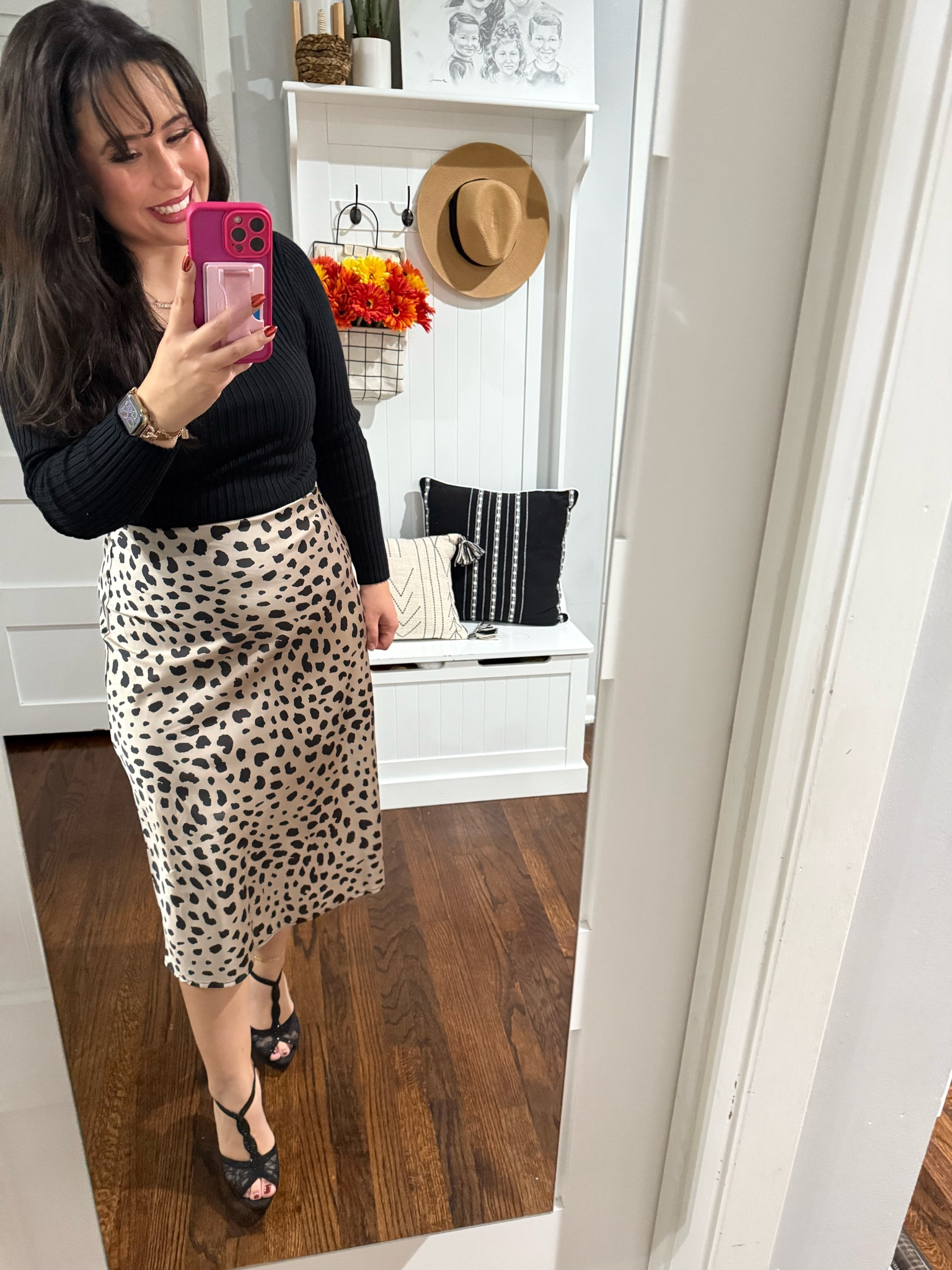 Easy Fall Outfit I’m a size small in the top and size medium bottom. I looove this silky skirt I’ve worn it a ton I love it! 

#LTKStyleTip #LTKMidsize #LTKFindsUnder50