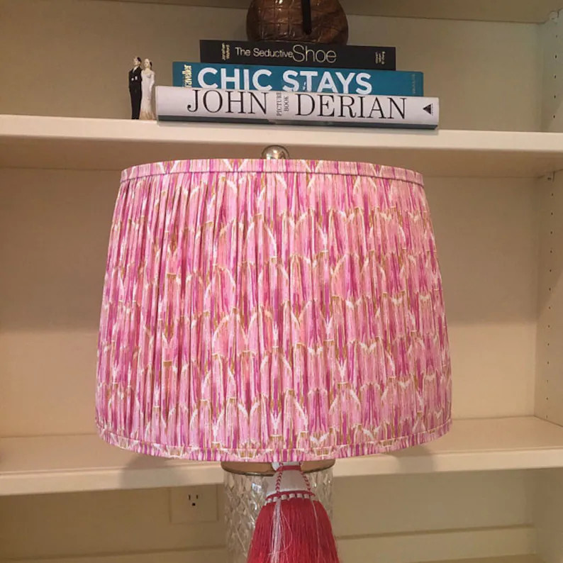 Pleated  Lampshade-Rose Ikat Lamp Shade-Blue Floral Pleated sconce  chandelier shade -Custom Made... | Etsy (US)