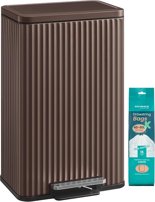 SONGMICS Trash Can, 13 Gallon (50 L) Garbage Can for Kitchen, with Lid, Pedal, and Removable Inne... | Amazon (US)