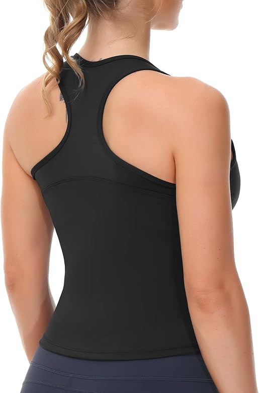 Women’s Racerback Workout Tank Tops with Built in Bra Sleeveless Running Yoga Shirts Slim Fit | Amazon (US)