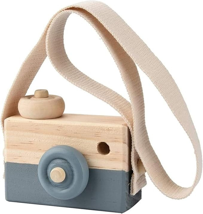 Wooden Mini Camera Toy, Hsxxf White Baby Kids Neck Hanging Photographed Props Camera Toy with Rop... | Amazon (US)
