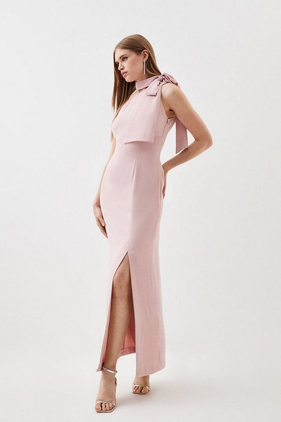 Soft Tailored Tie Neck Midi Dress | Karen Millen UK + IE + DE + NL