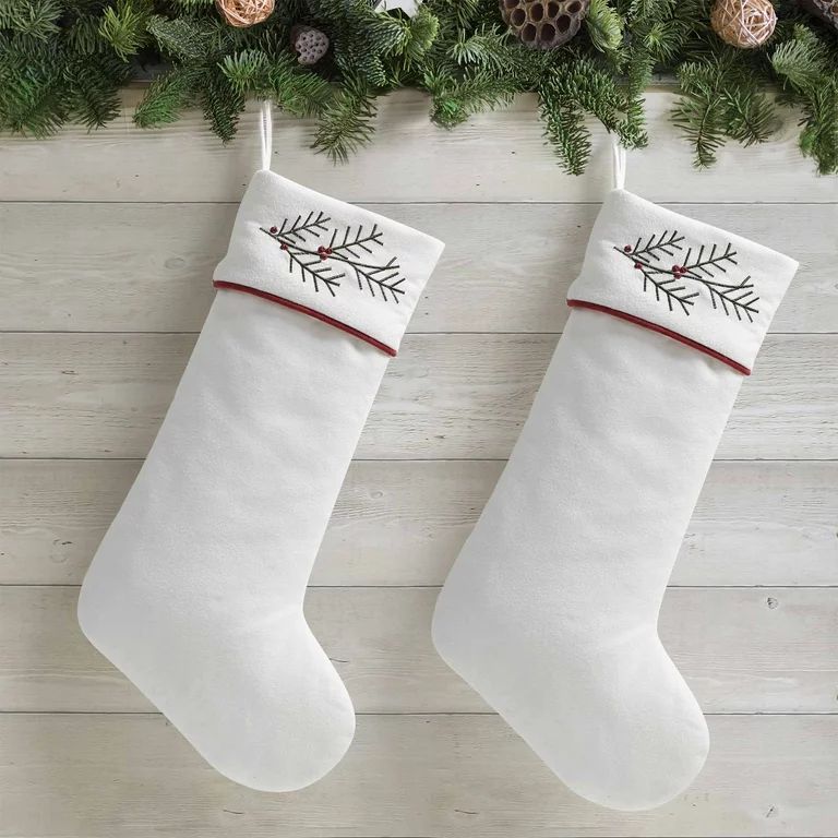 My Texas House Conroe Multi Embroidered Mistletoe Christmas Stockings, 20" x 10" (2 Count) - Walm... | Walmart (US)